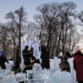 Ледяные скульптуры в Петропавловской крепости.