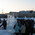 Ледяные скульптуры в Петропавловской крепости.